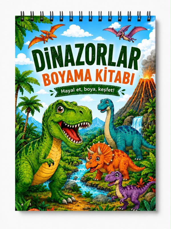 Dinazorlar Boyama Kitabı - Çocuklar İçin Boyama Kitabı